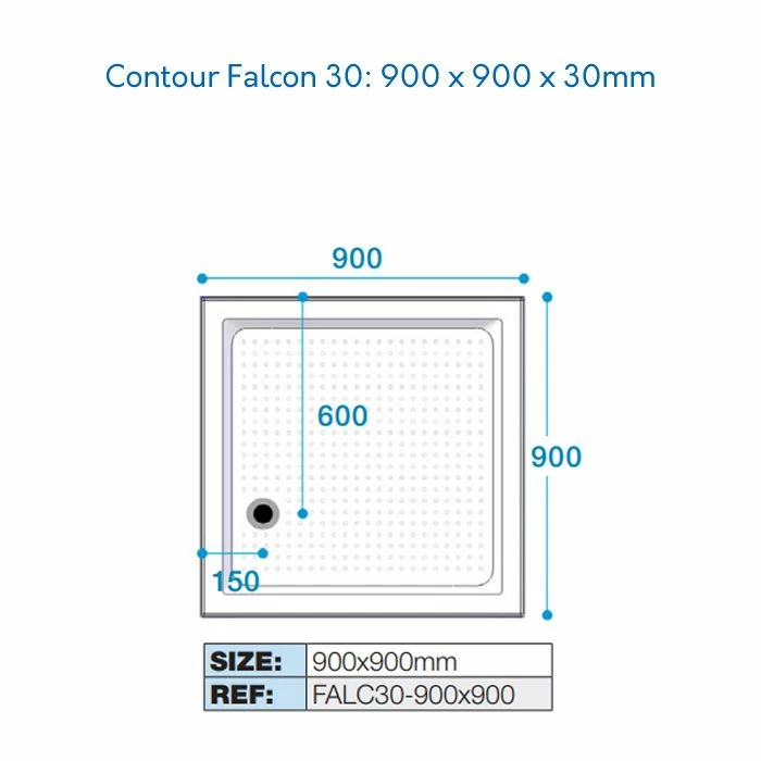 Contour Falcon 30 Low Profile Anti Slip Shower Tray - 900 X 900mm 2 Contour Falcon 30 Low Profile Anti Slip Shower Tray - 900 X 900mm - Image 2