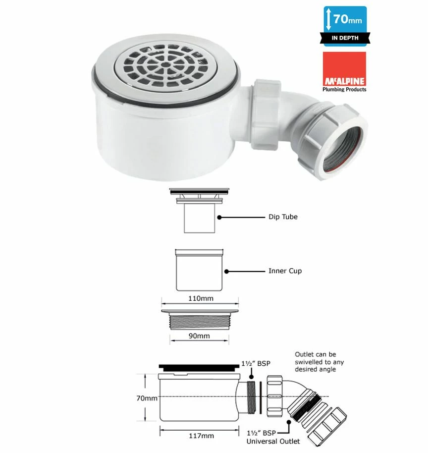Contour Falcon 30 Low Profile Anti Slip Shower Tray - 900 X 900mm 5 Contour Falcon 30 Low Profile Anti Slip Shower Tray - 900 X 900mm - Image 5