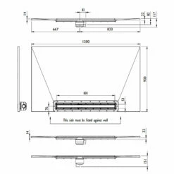 Impey Aqua Dec Linear 3 Wet Room Tray - 1500 X 900 X 22mm