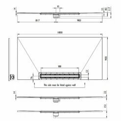 Impey Aqua Dec Linear 3 Wet Room Tray - 1800 X 900 X 22mm