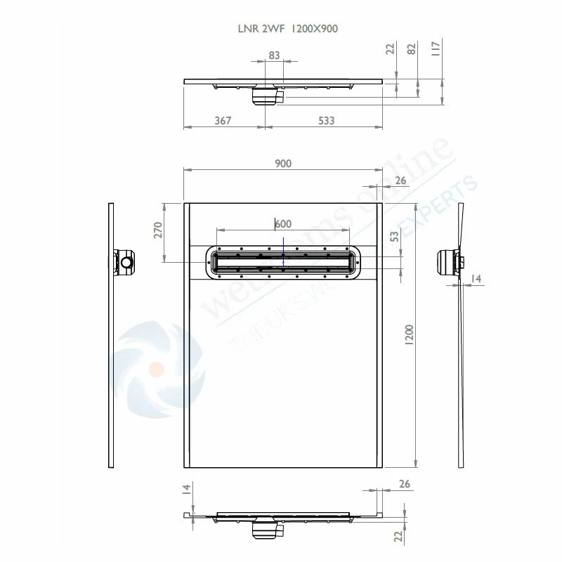 Impey Aqua Dec Linear 2 Wet Room Tray - 1200 X 900 X 22mm 1 Impey Aqua Dec Linear 2 Wet Room Tray - 1200 X 900 X 22mm