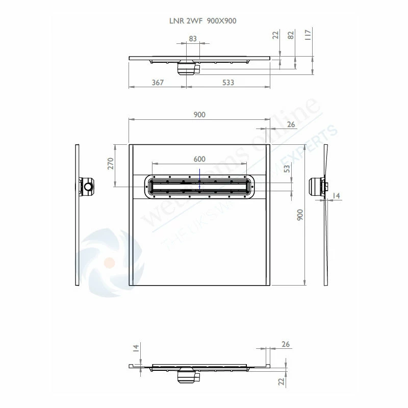 Impey Aqua Dec Linear 2 Wet Room Tray - 900 X 900 X 22mm 1 Impey Aqua Dec Linear 2 Wet Room Tray - 900 X 900 X 22mm