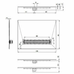 Impey Aqua Dec Linear 4 Wet Room Tray - 1200 X 900 X 22mm