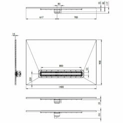 Impey Aqua Dec Linear 4 Wet Room Tray - 1400 X 900 X 22mm
