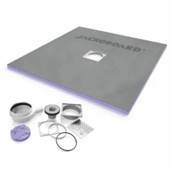 Jackoboard Aqua Flat Wet Room Walk In Shower Tray & Drain - OFFSET DRAIN - 1200 X 900 X 20mm