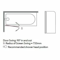 Merlyn 6mm Single Panel Hinged Curved Bath Screen - MB1 -Bathroom Sales Shop Merlyn Bath Screen Single Panel Curved MB1Plan