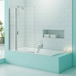 Merlyn SecureSeal Single Panel Bath Screen With Fixed Panel & Shelves