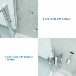 Merlyn SecureSeal 5 Fold Bath Screen With Fixed Panel & Shelves -Bathroom Sales Shop Merlyn SecureSeal Bath Screen fixed panel d4266c44 334d 435b 828d 0798069c8a26