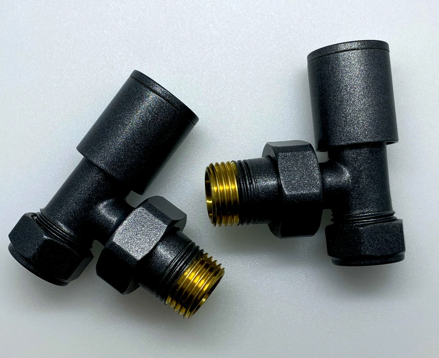 Redroom Angled Round Radiator Valve Pack - Anthracite 1 Redroom Angled Round Radiator Valve Pack - Anthracite