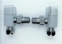Redroom Angled Square Radiator Valve Pack - Chrome