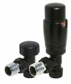 Redroom Angled Thermostatic Radiator Valve Pack - Black