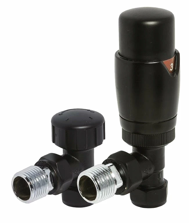 Redroom Angled Thermostatic Radiator Valve Pack - Black 1 Redroom Angled Thermostatic Radiator Valve Pack - Black