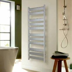 Redroom Azor Heated Towel Rail Radiator - Chrome -Bathroom Sales Shop Redroom Azor Radiator Display 2 Chrome
