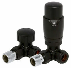 Redroom Corner Thermostatic Radiator Valve Pack - Black