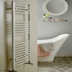 Redroom Elan Curved Heated Towel Rail Radiator - White