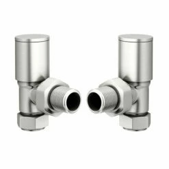 Redroom Angled Round Manual Radiator Valve Pack - Brushed Nickel