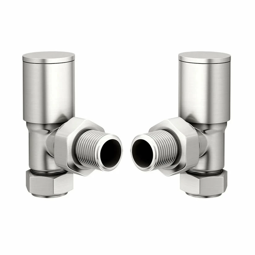 Redroom Angled Round Manual Radiator Valve Pack - Brushed Nickel 1 Redroom Angled Round Manual Radiator Valve Pack - Brushed Nickel