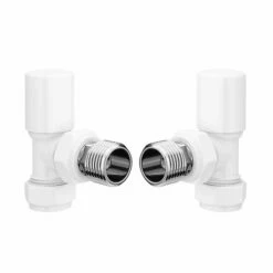 Redroom Angled Round Manual Radiator Valve Pack - White