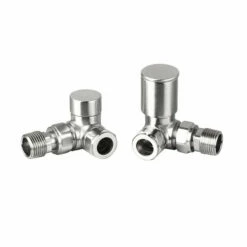 Redroom Corner Round Radiator Manual Valve Pack - Brushed Nickel