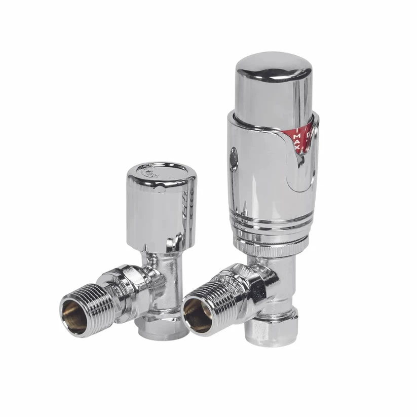 Redroom Angled Thermostatic Radiator Valve Pack - Chrome 1 Redroom Angled Thermostatic Radiator Valve Pack - Chrome