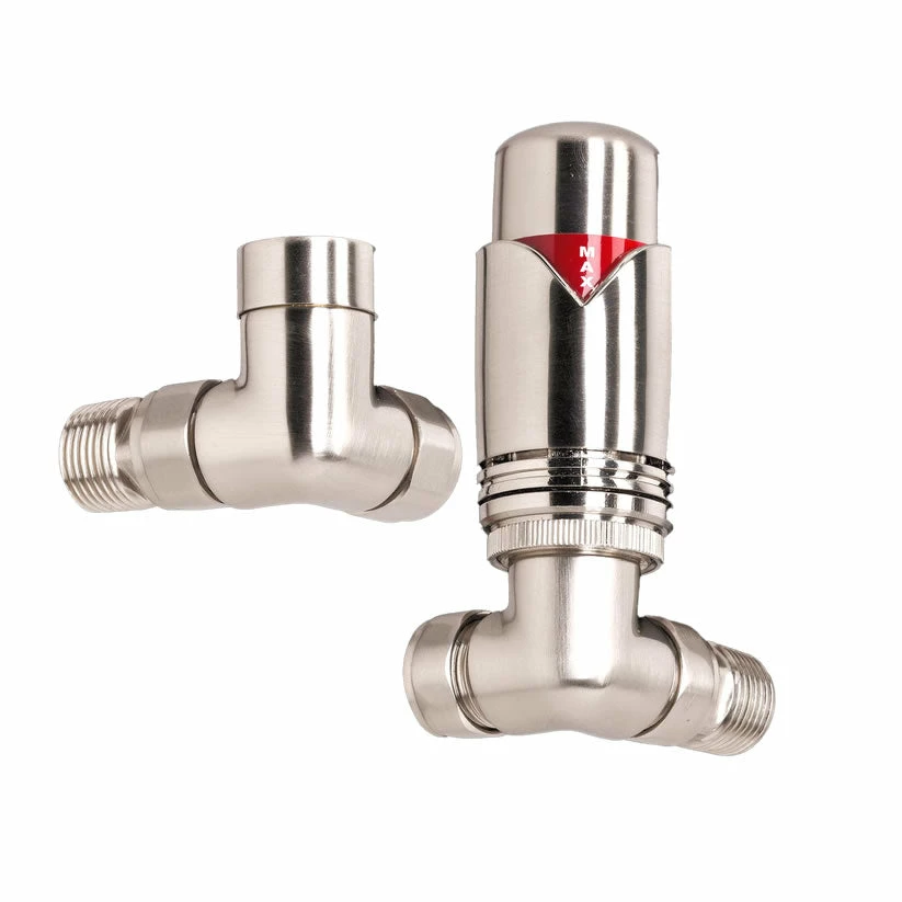 Redroom Corner Thermostatic Radiator Valve Pack - Brushed Nickel 1 Redroom Corner Thermostatic Radiator Valve Pack - Brushed Nickel