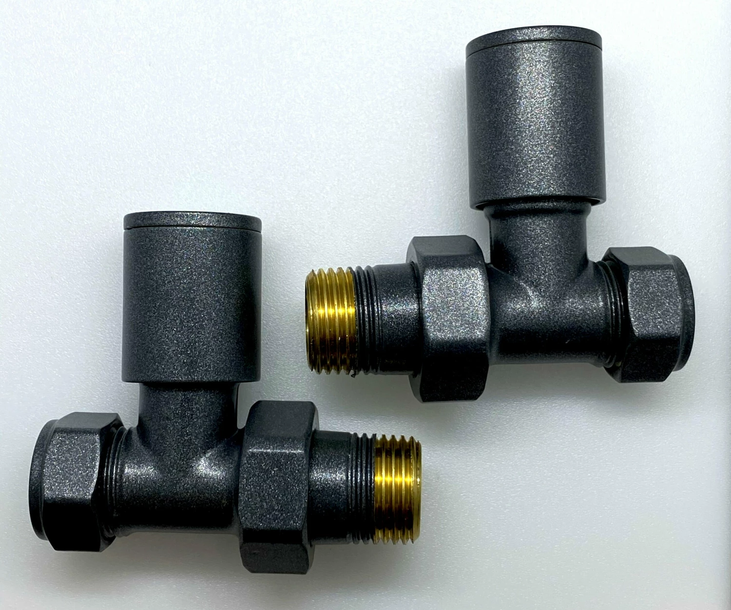 Redroom Straight Round Radiator Valve Pack - Anthracite 1 Redroom Straight Round Radiator Valve Pack - Anthracite