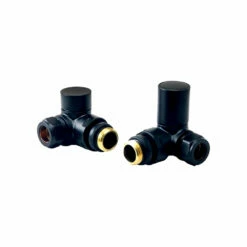 Redroom Corner Round Radiator Valve Pack - Black