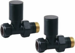 Redroom Straight Round Radiator Valve Pack - Black