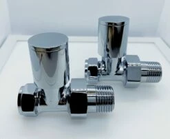 Redroom Straight Round Manual Radiator Valve Pack - Chrome