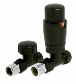 Redroom Straight Thermostatic Radiator Valve Pack - Black