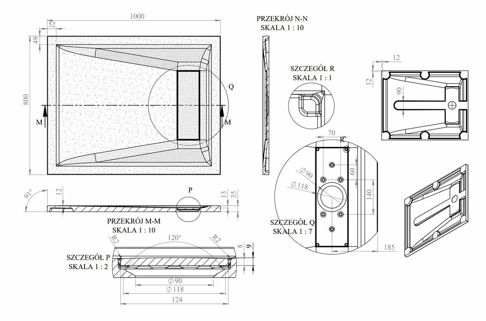 Roman Stone Solid Surface Infinity Slate Effect Shower Tray - 1000 X 800 X 35mm 5 Roman Stone Solid Surface Infinity Slate Effect Shower Tray - 1000 X 800 X 35mm - Image 5