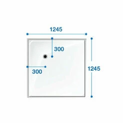 Contour Swift Level Access Shower Tray 1245 X 1245mm -Bathroom Sales Shop Swift 201245x1245 20Shower 20Tray 20plan