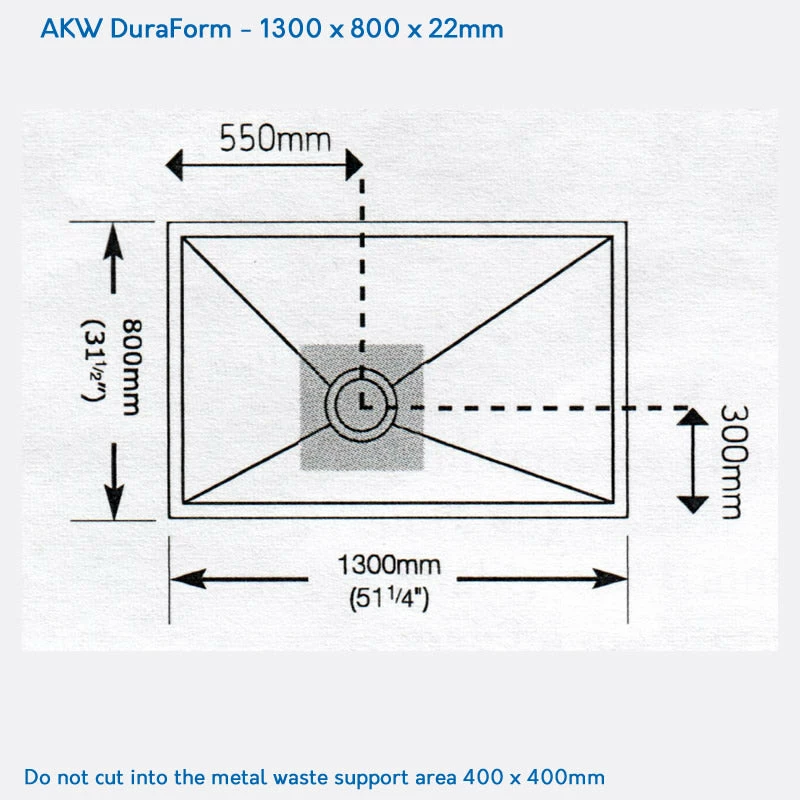AKW DuraForm Wet Room Shower Tray Former For TILED Floors: 1300 X 800 X 22mm 2 AKW DuraForm Wet Room Shower Tray Former For TILED Floors: 1300 X 800 X 22mm - Image 2