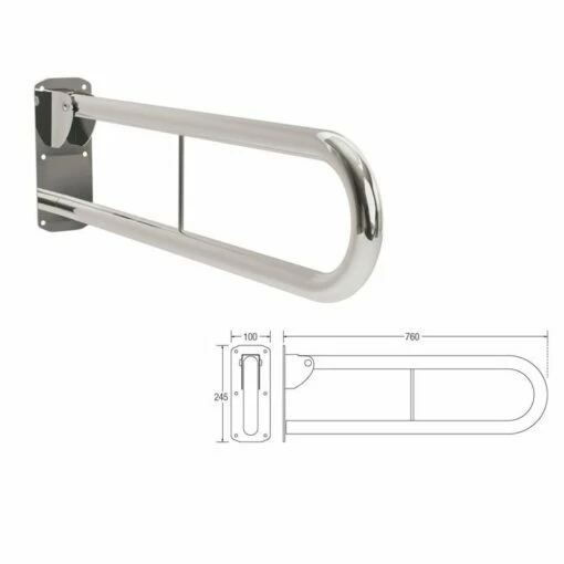 Contour Opulence Hinged Arm Support - Stainless Steel -Bathroom Sales Shop contour opulence hinged arm support