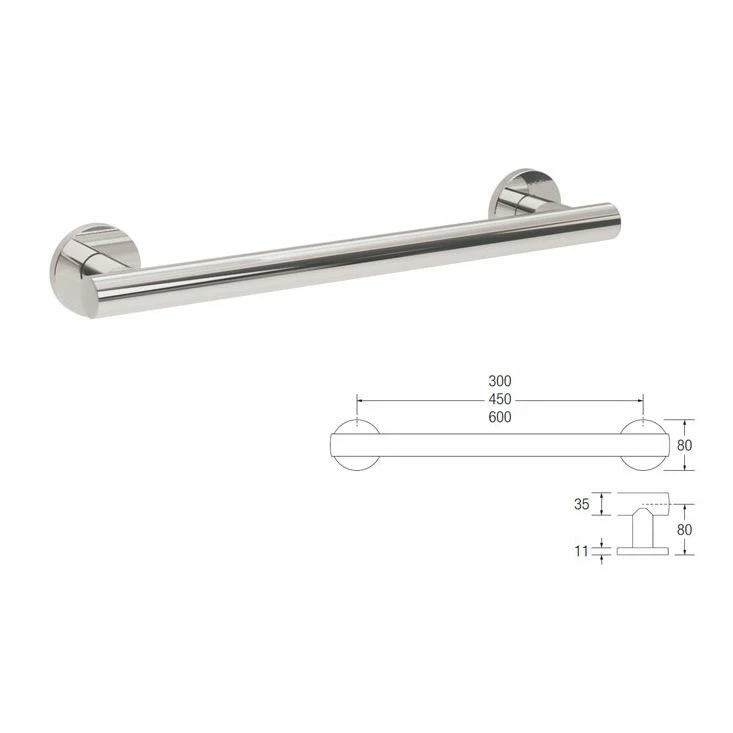 Contour Opulence Straight Grab Rail - Stainless Steel 1 Contour Opulence Straight Grab Rail - Stainless Steel