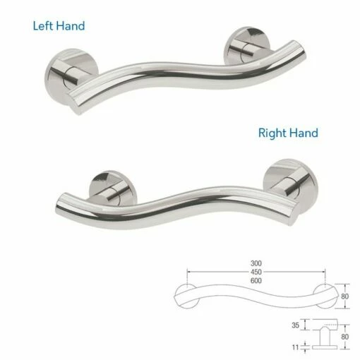 Contour Opulence Wave Grab Rail - Stainless Steel -Bathroom Sales Shop contour opulence wave grab rail