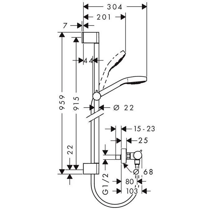 Hansgrohe Croma Select S Vario Combi Set Thermostatic Shower 2 Hansgrohe Croma Select S Vario Combi Set Thermostatic Shower - Image 2