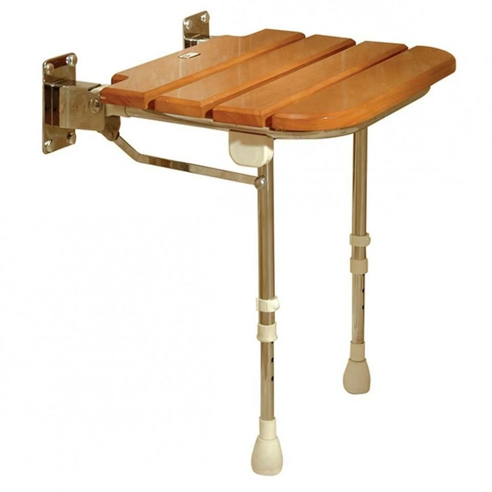 AKW Medicare Fold Up Wooden Slatted Shower Seat With Support Legs 1 AKW Medicare Fold Up Wooden Slatted Shower Seat With Support Legs