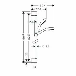 Hansgrohe Croma Select S Rail Set Thermostatic Shower -Bathroom Sales Shop hansgrohe 26562400 plan