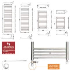 Redroom TT Lux Heated Towel Rail Radiator - Quartz White -Bathroom Sales Shop redroom TT lux black white towel rail sizes