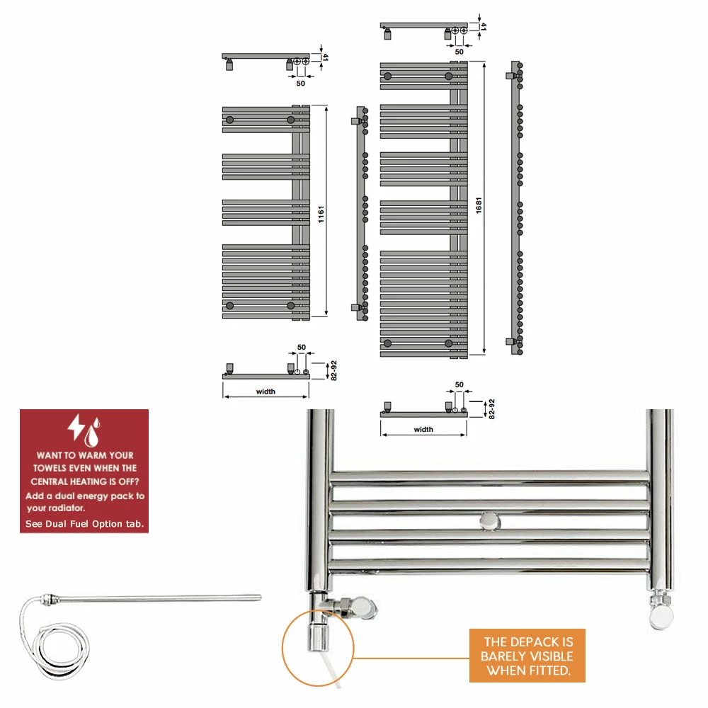 Redroom Omnia Heated Towel Rail Radiator - White 3 Redroom Omnia Heated Towel Rail Radiator - White - Image 3