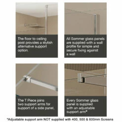 Sommer Evolve Wetroom Shower Screen Glass Panel With Wall Brackets 700mm -Bathroom Sales Shop sommer shower screen fittings 7a583533 9f22 4bca b6c6 3784a1be3c3b