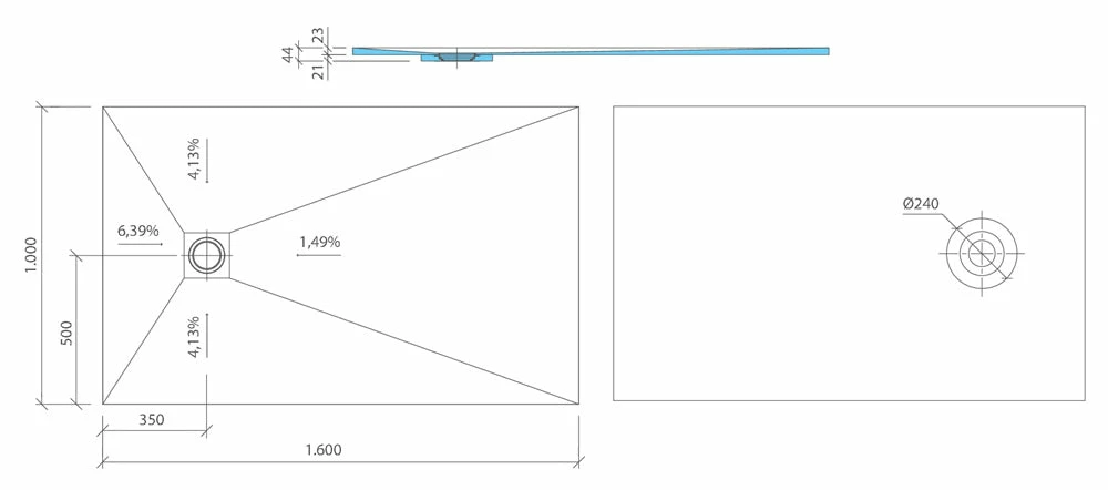 Wedi Fundo Ligno Plus Shower Tray Former - 1600 X 1000 X 23mm - OFFSET Drain 3 Wedi Fundo Ligno Plus Shower Tray Former - 1600 X 1000 X 23mm - OFFSET Drain - Image 3