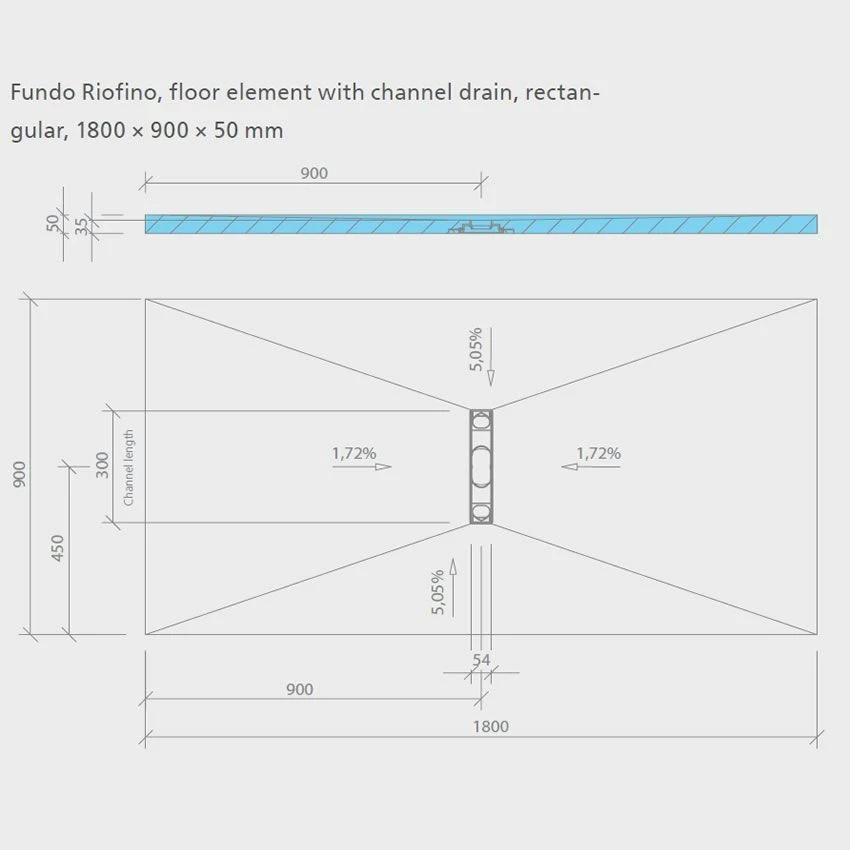 Wedi Fundo Riofino Linear Channel Shower Tray Former - 1800 X 900 X 50mm 2 Wedi Fundo Riofino Linear Channel Shower Tray Former - 1800 X 900 X 50mm - Image 2