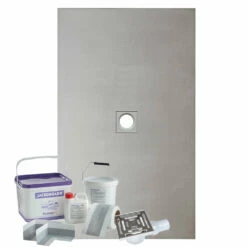 WetBase® Wet Room Walk In Shower Tray Kit - CENTRE DRAIN - 1200 X 900 X 20mm -Bathroom Sales Shop wet room kit centre jackoboard