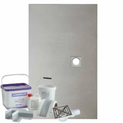 WetBase® Wet Room Walk In Shower Tray Kit - OFFSET DRAIN - 1200 X 760 X 20mm -Bathroom Sales Shop wet room kit centre offset jackoboard