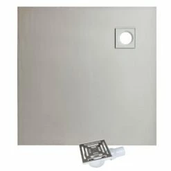 WetBase® Wet Room Walk In Shower Tray Kit - CORNER DRAIN - 1000 X 1000 X 20mm