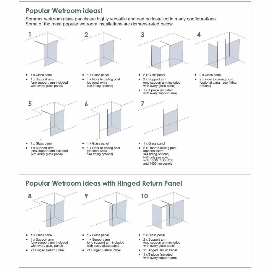 Sommer Evolve Wetroom Shower Screen Glass Panel With Wall Brackets 600mm 6 Sommer Evolve Wetroom Shower Screen Glass Panel With Wall Brackets 600mm - Image 6